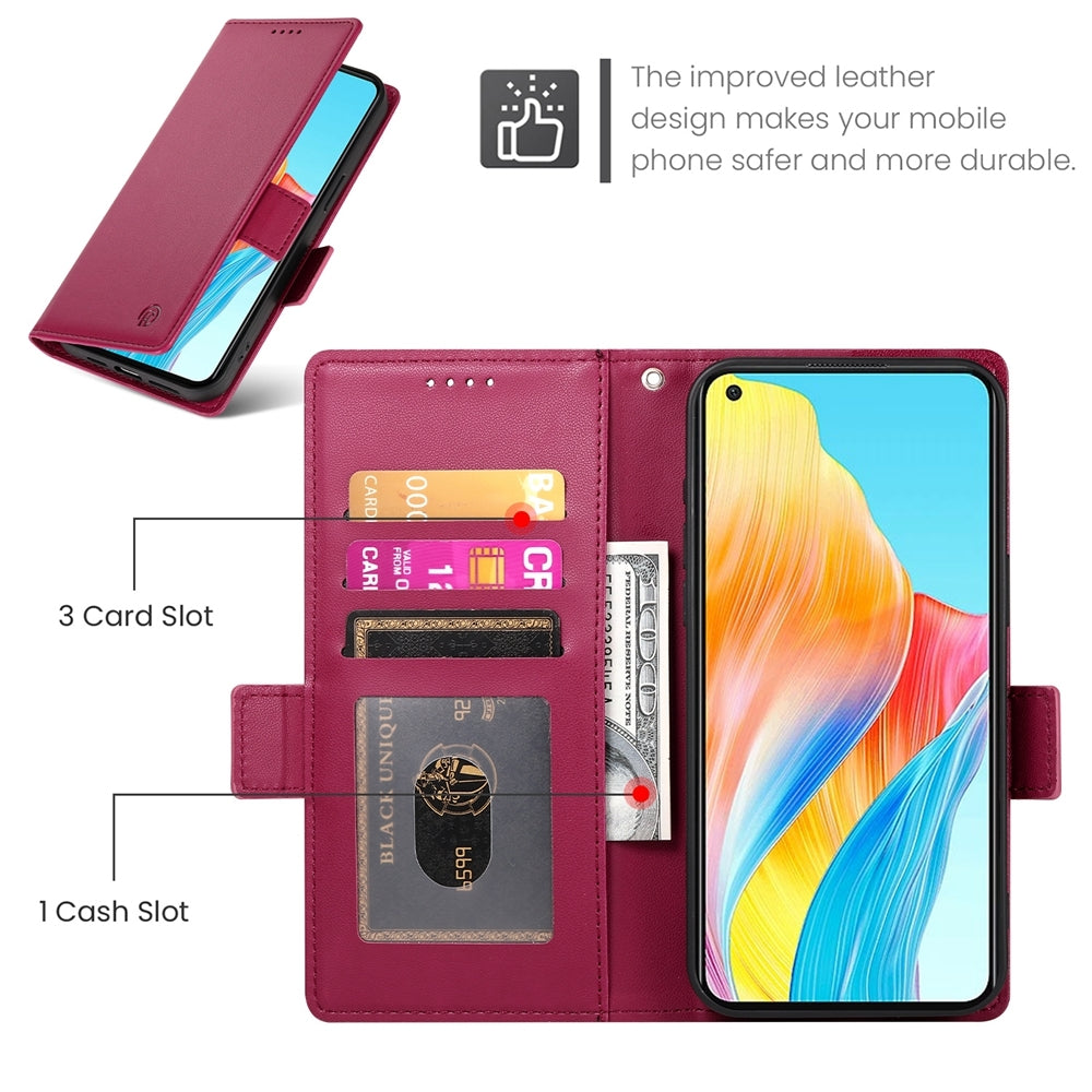 OPPO A78 4G Wallet Case - Luxury Magnetic PU Leather Flip Cover with Card Slots, Stand & Shockproof Protection