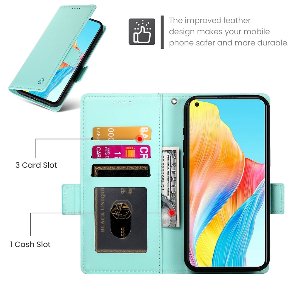 OPPO A78 4G Wallet Case - Luxury Magnetic PU Leather Flip Cover with Card Slots, Stand & Shockproof Protection