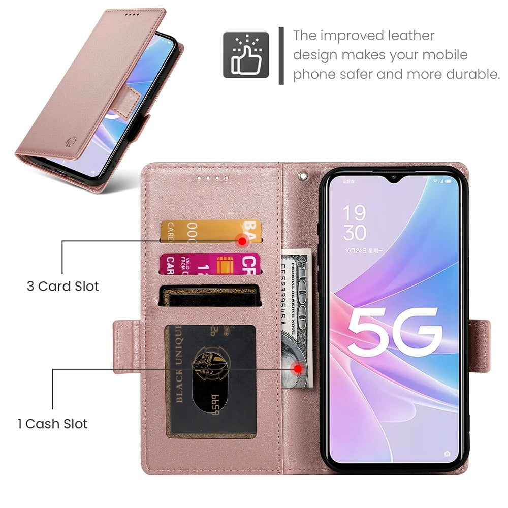 OPPO A78 5G Wallet Case - Luxury Magnetic PU Leather Flip Cover with Card Slots, Stand & Shockproof Protection