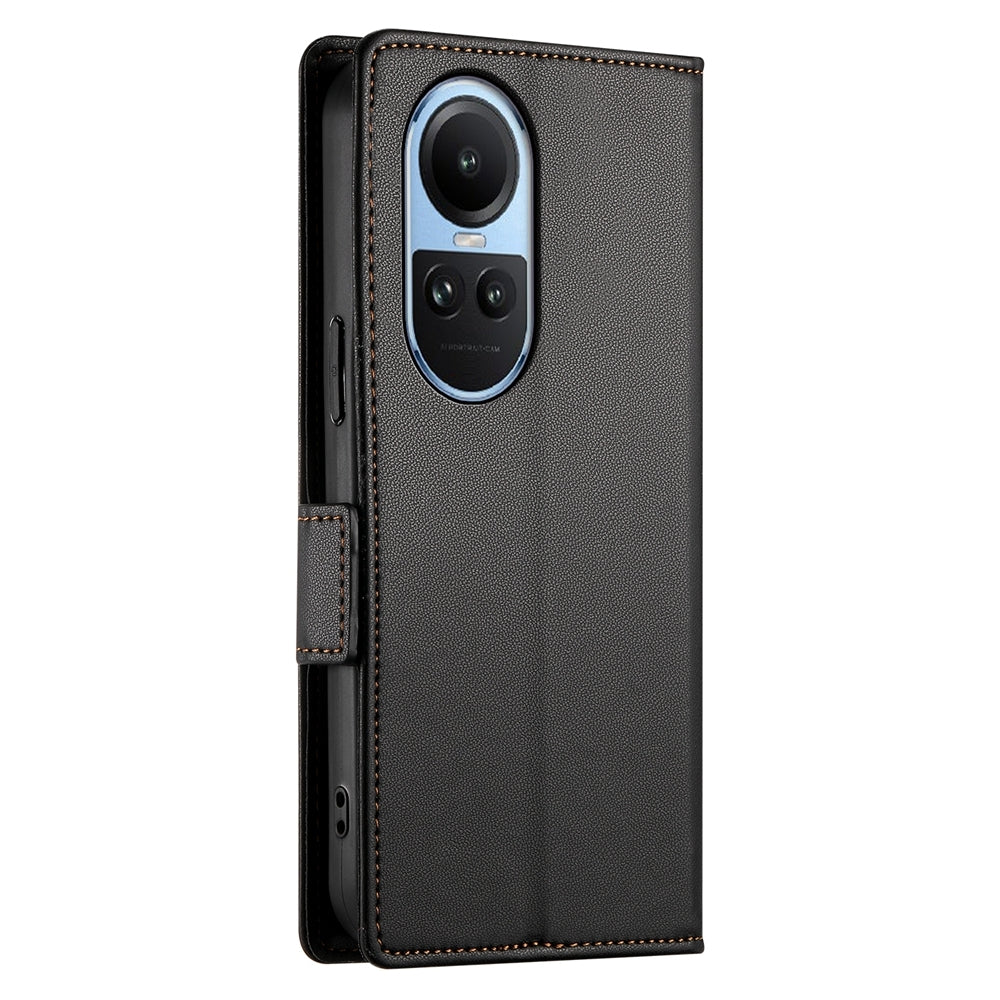 OPPO Reno10 Wallet Case - Luxury Magnetic PU Leather Flip Cover with Card Slots, Stand & Shockproof Protection