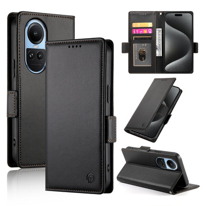 OPPO Reno10 Wallet Case - Luxury Magnetic PU Leather Flip Cover with Card Slots, Stand & Shockproof Protection