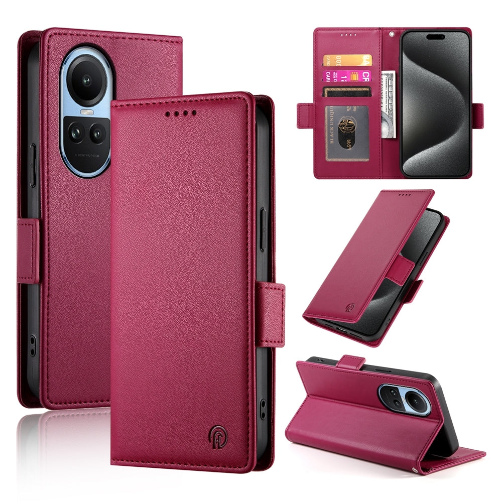 OPPO Reno10 Pro Wallet Case - Luxury Magnetic PU Leather Flip Cover with Card Slots, Stand & Shockproof Protection