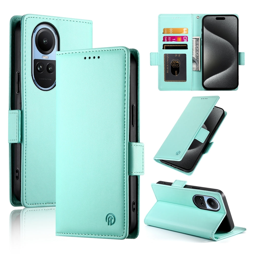 OPPO Reno10 Wallet Case - Luxury Magnetic PU Leather Flip Cover with Card Slots, Stand & Shockproof Protection