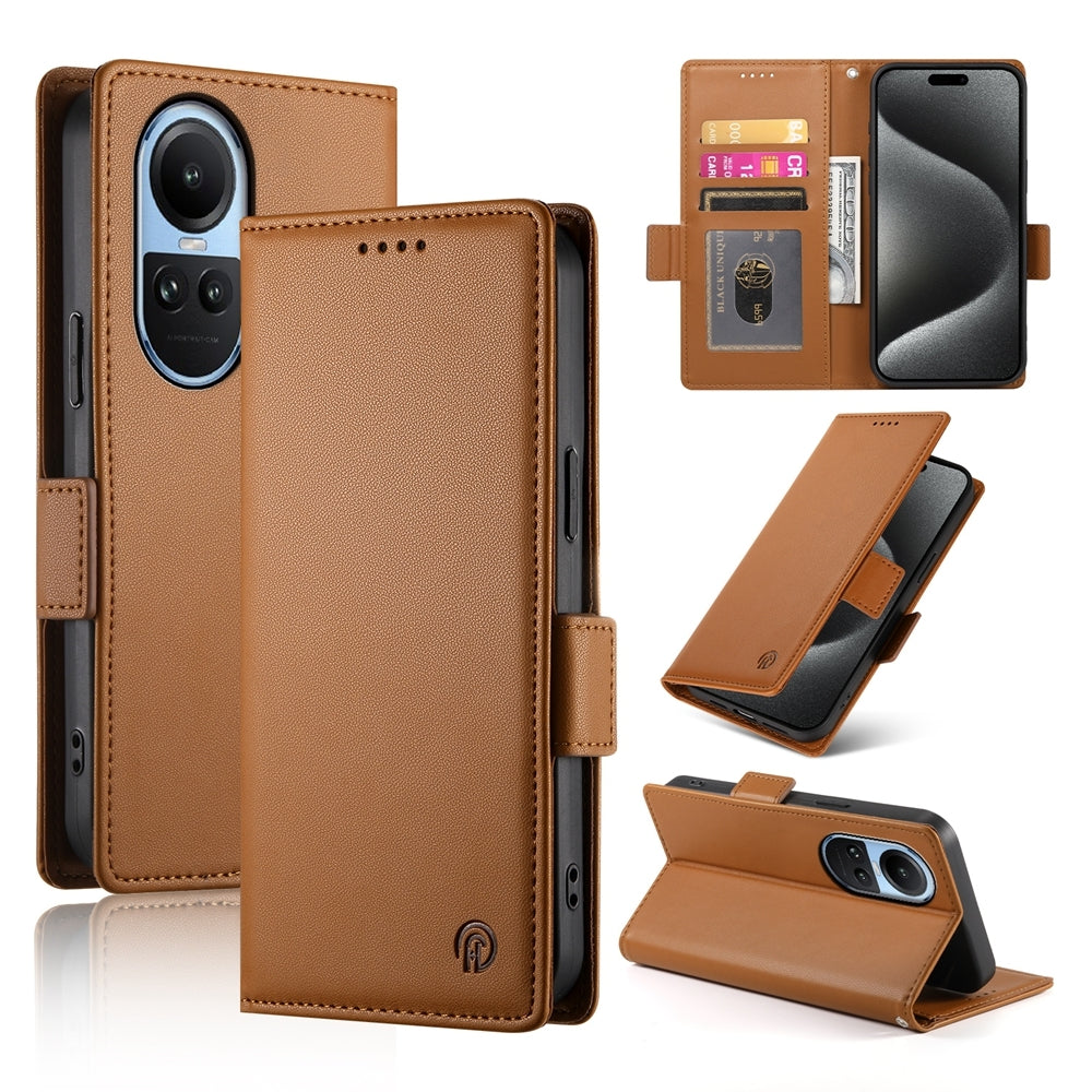 OPPO Reno10 Pro Wallet Case - Luxury Magnetic PU Leather Flip Cover with Card Slots, Stand & Shockproof Protection