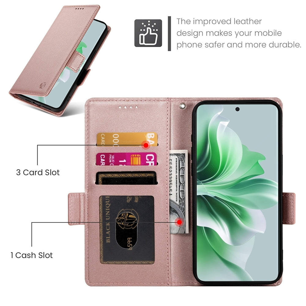 OPPO Reno11 5G Wallet Case - Luxury Magnetic PU Leather Flip Cover with Card Slots, Stand & Shockproof Protection