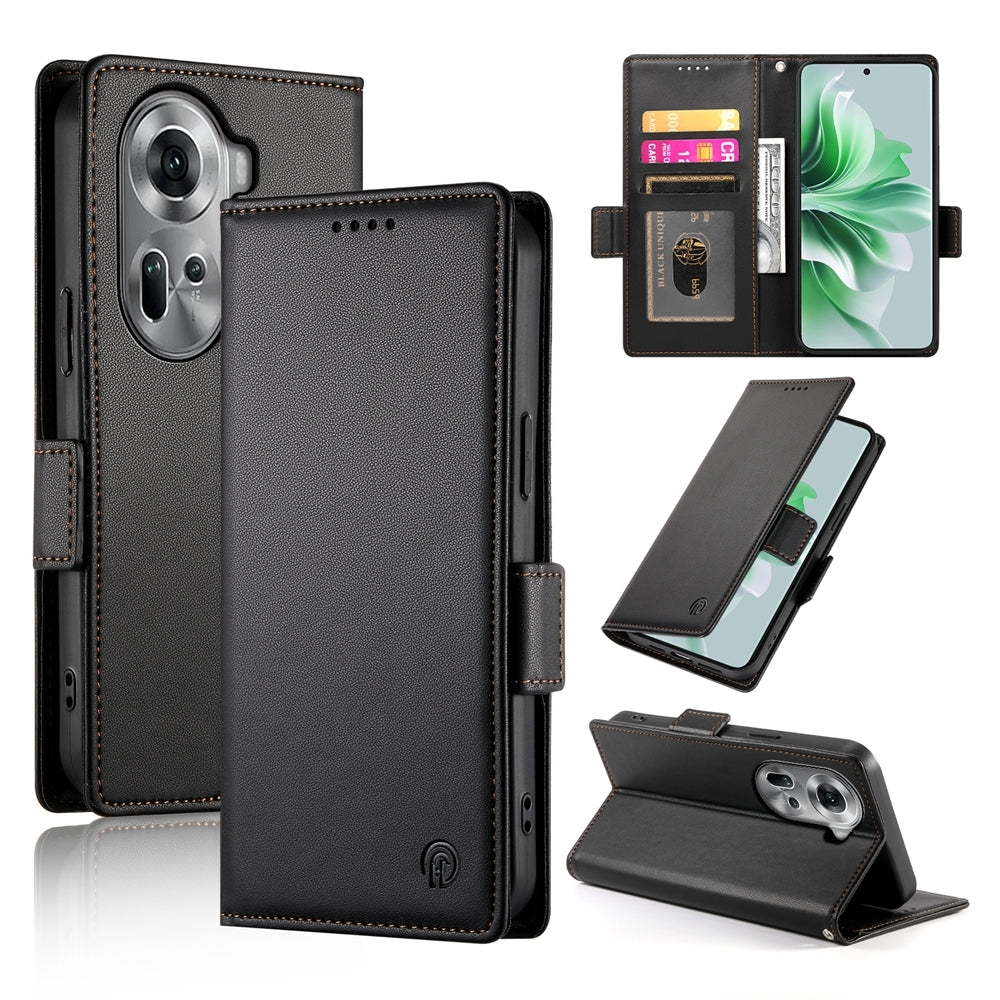 OPPO Reno11 5G Wallet Case - Luxury Magnetic PU Leather Flip Cover with Card Slots, Stand & Shockproof Protection