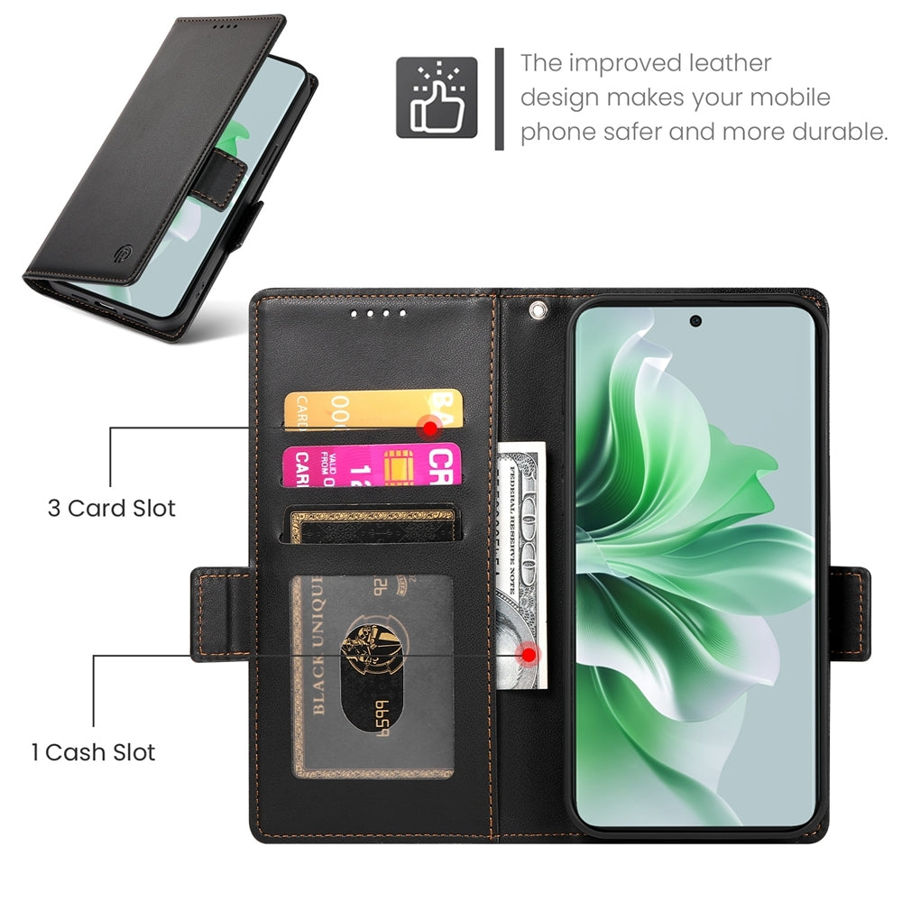 OPPO Reno11 5G Wallet Case - Luxury Magnetic PU Leather Flip Cover with Card Slots, Stand & Shockproof Protection