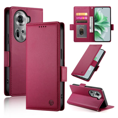 OPPO Reno11 5G Wallet Case - Luxury Magnetic PU Leather Flip Cover with Card Slots, Stand & Shockproof Protection
