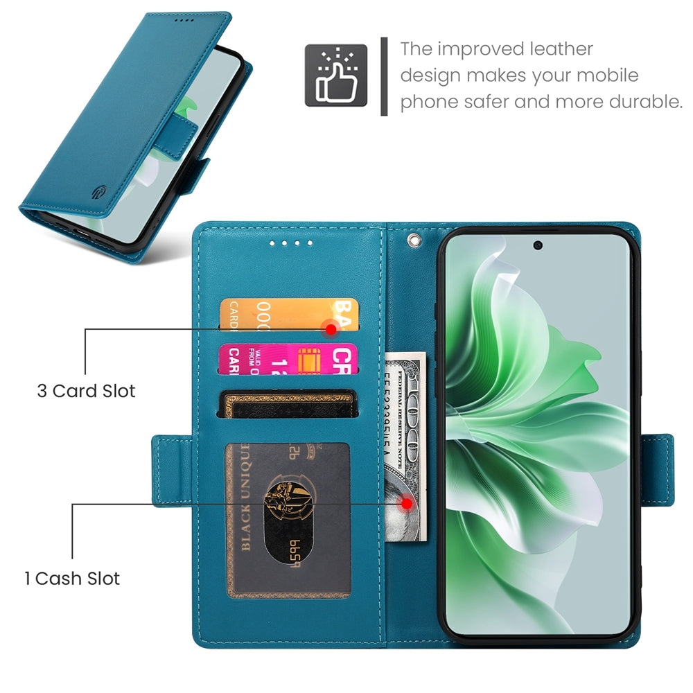 OPPO Reno11 5G Wallet Case - Luxury Magnetic PU Leather Flip Cover with Card Slots, Stand & Shockproof Protection