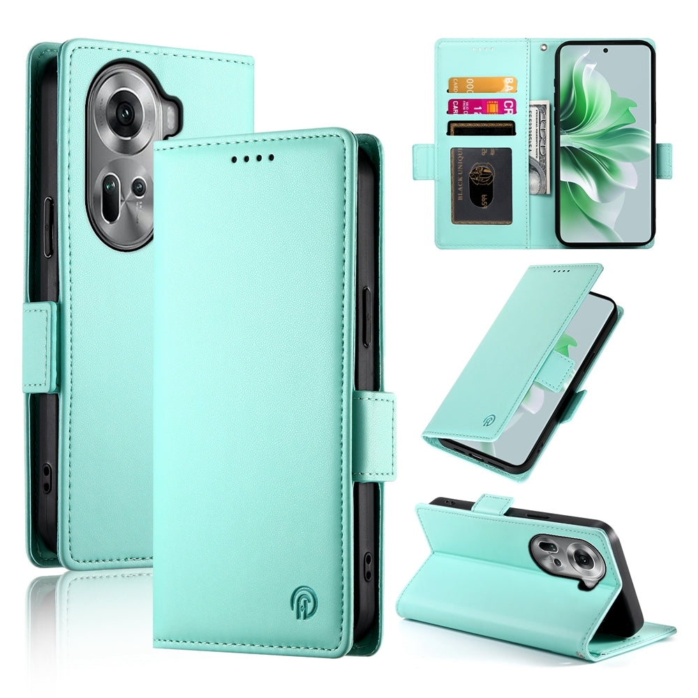 OPPO Reno11 5G Wallet Case - Luxury Magnetic PU Leather Flip Cover with Card Slots, Stand & Shockproof Protection