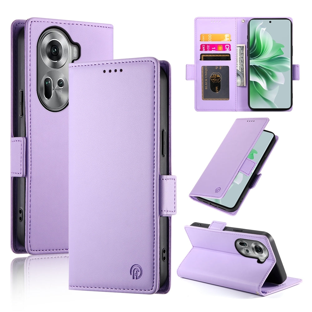 OPPO Reno11 5G Wallet Case - Luxury Magnetic PU Leather Flip Cover with Card Slots, Stand & Shockproof Protection