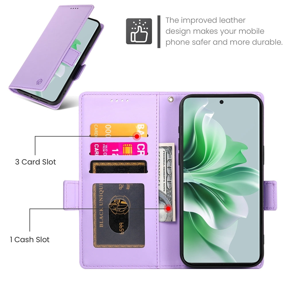 OPPO Reno11 5G Wallet Case - Luxury Magnetic PU Leather Flip Cover with Card Slots, Stand & Shockproof Protection