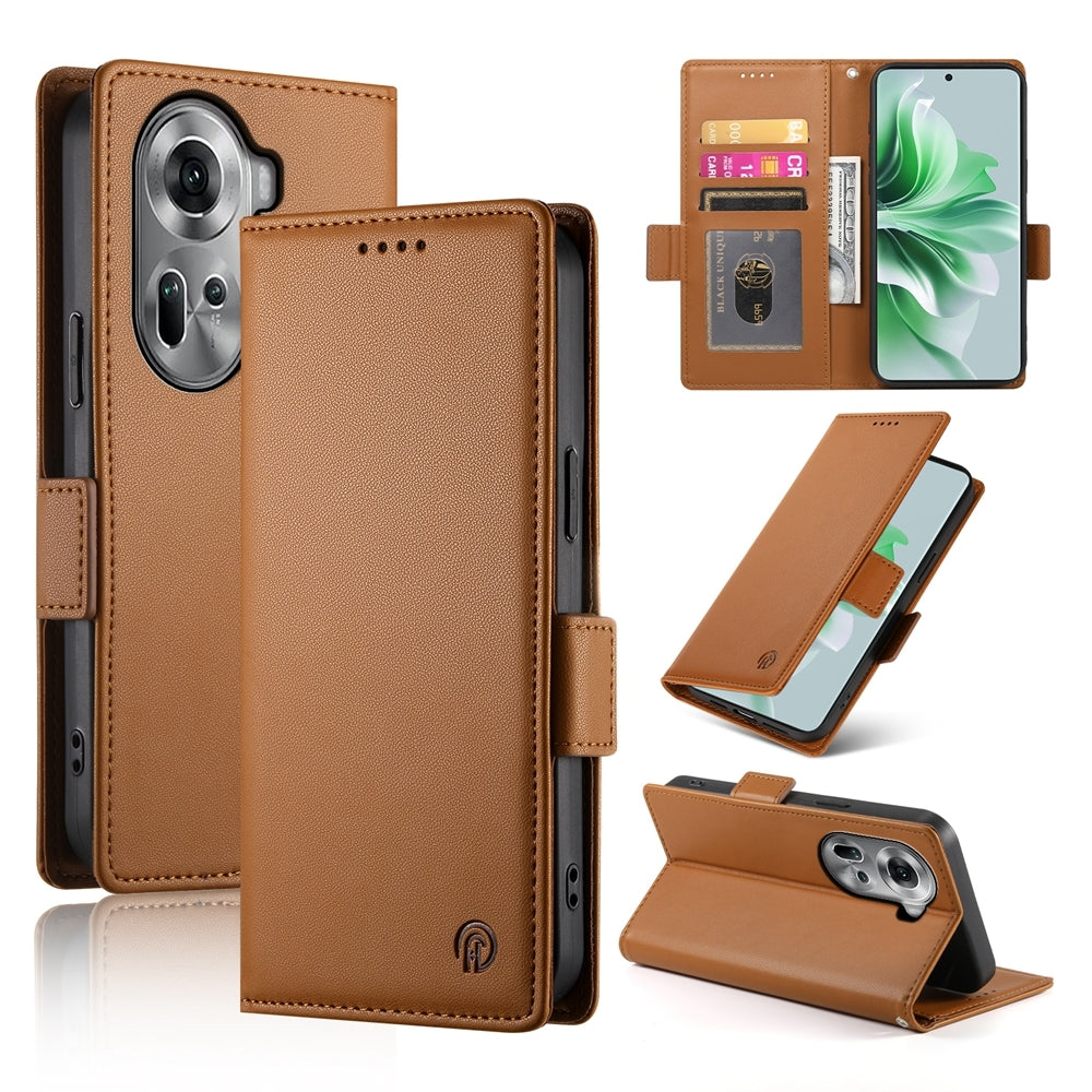 OPPO Reno11 5G Wallet Case - Luxury Magnetic PU Leather Flip Cover with Card Slots, Stand & Shockproof Protection