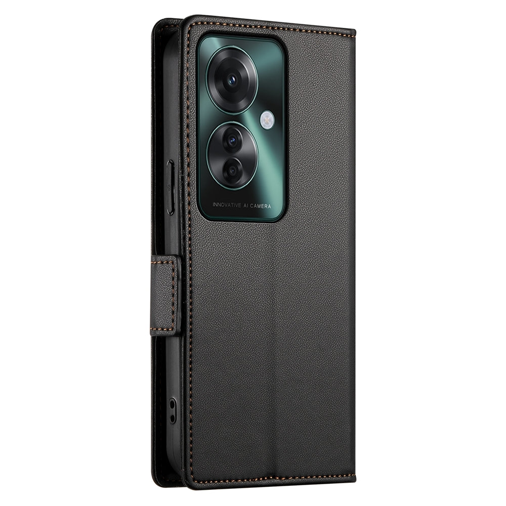 OPPO Reno11 F Wallet Case - Luxury Magnetic PU Leather Flip Cover with Card Slots, Stand & Shockproof Protection