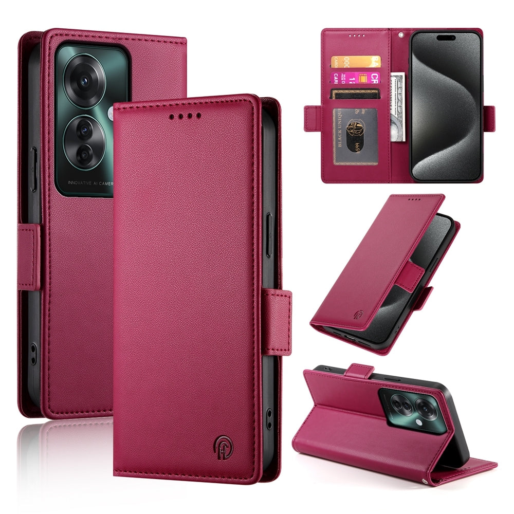 OPPO Reno11 F Wallet Case - Luxury Magnetic PU Leather Flip Cover with Card Slots, Stand & Shockproof Protection