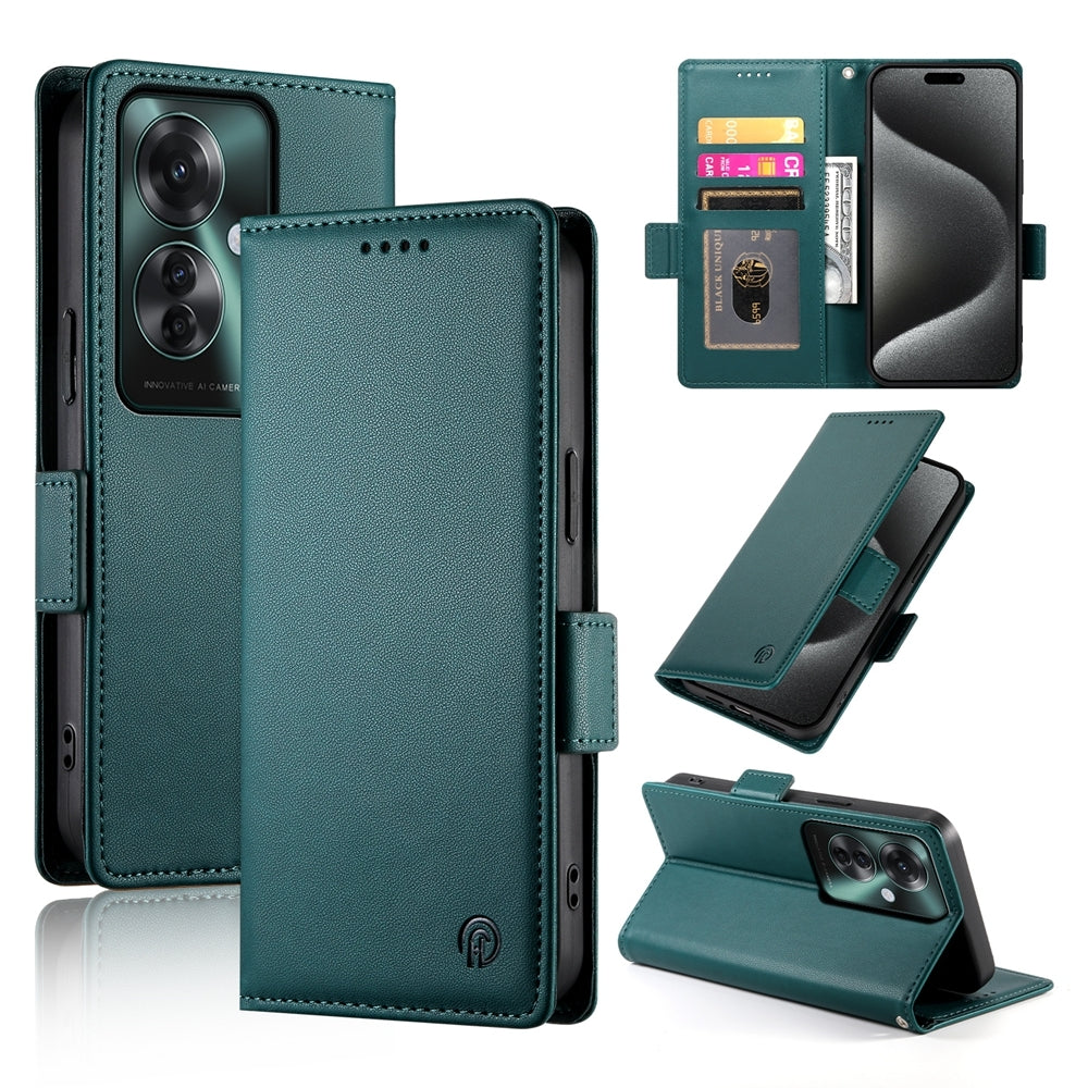 OPPO Reno11 F Wallet Case - Luxury Magnetic PU Leather Flip Cover with Card Slots, Stand & Shockproof Protection