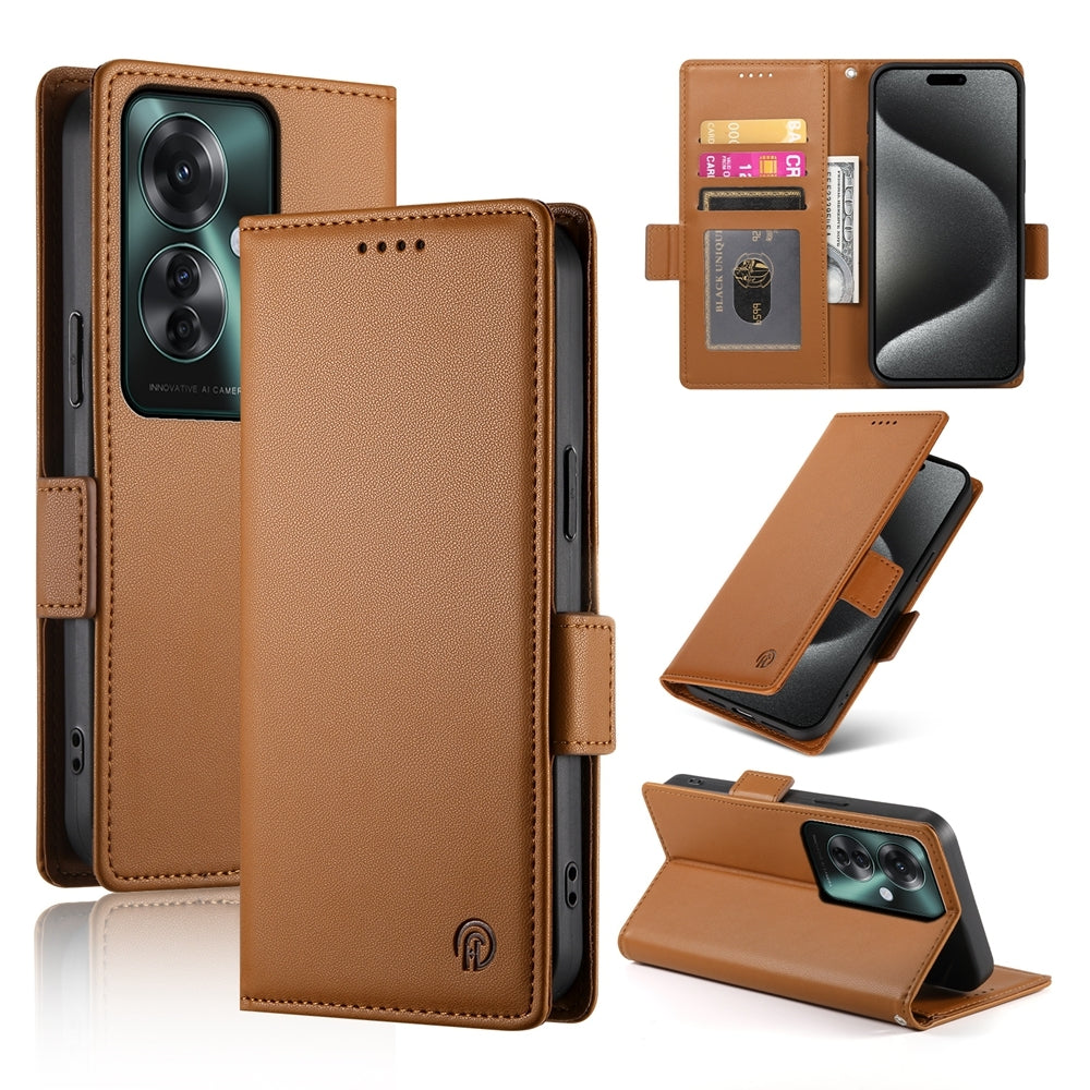 OPPO Reno11 F Wallet Case - Luxury Magnetic PU Leather Flip Cover with Card Slots, Stand & Shockproof Protection
