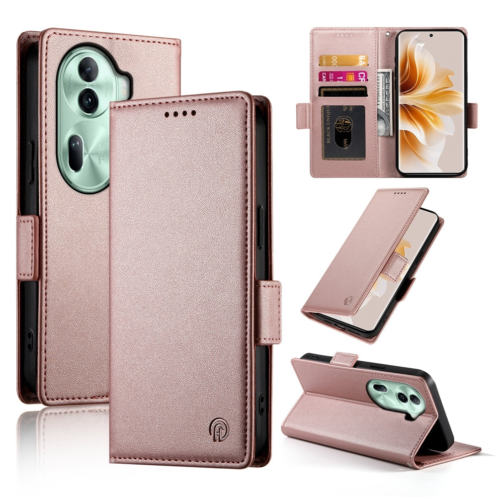OPPO Reno11 Pro 5G Wallet Case - Luxury Magnetic PU Leather Flip Cover with Card Slots, Stand & Shockproof Protection