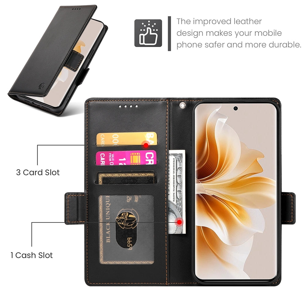 OPPO Reno11 Pro 5G Wallet Case - Luxury Magnetic PU Leather Flip Cover with Card Slots, Stand & Shockproof Protection