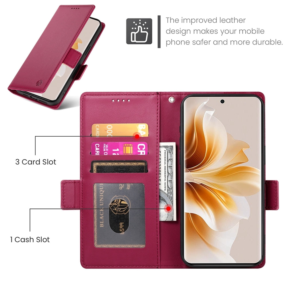 OPPO Reno11 Pro 5G Wallet Case - Luxury Magnetic PU Leather Flip Cover with Card Slots, Stand & Shockproof Protection