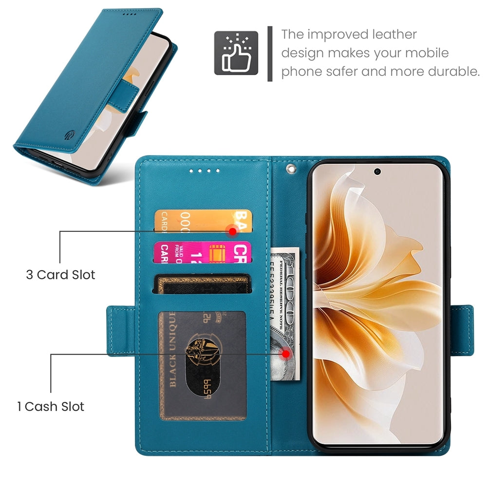 OPPO Reno11 Pro 5G Wallet Case - Luxury Magnetic PU Leather Flip Cover with Card Slots, Stand & Shockproof Protection