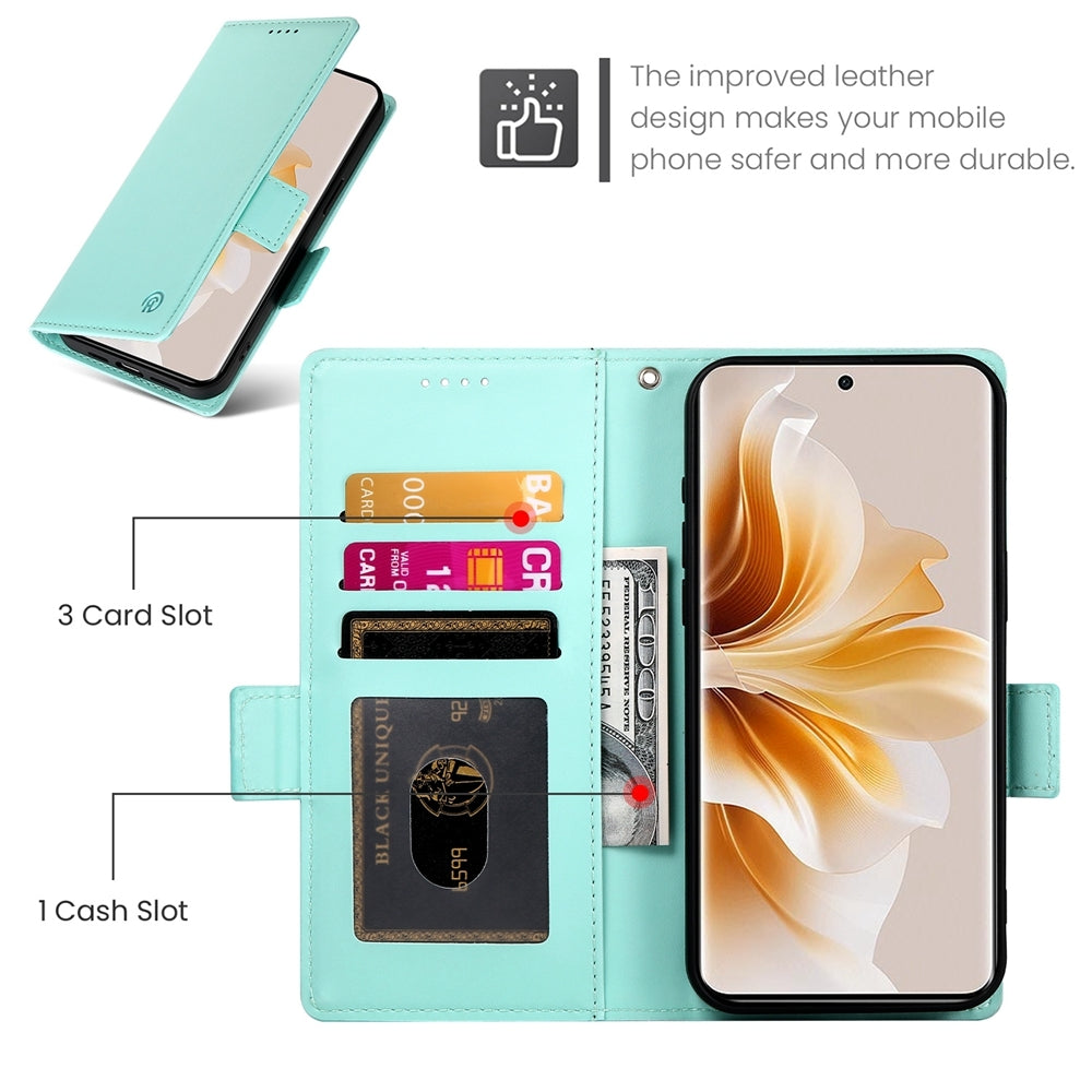 OPPO Reno11 Pro 5G Wallet Case - Luxury Magnetic PU Leather Flip Cover with Card Slots, Stand & Shockproof Protection