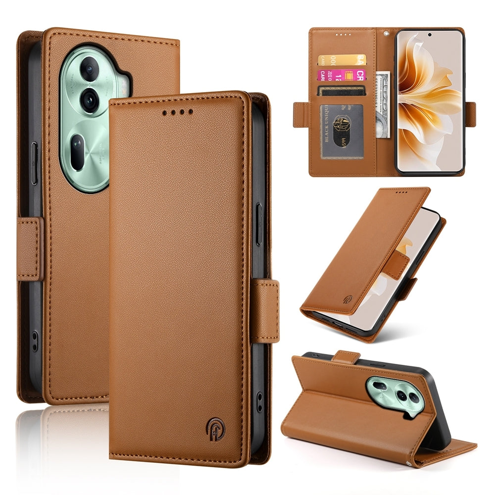 OPPO Reno11 Pro 5G Wallet Case - Luxury Magnetic PU Leather Flip Cover with Card Slots, Stand & Shockproof Protection