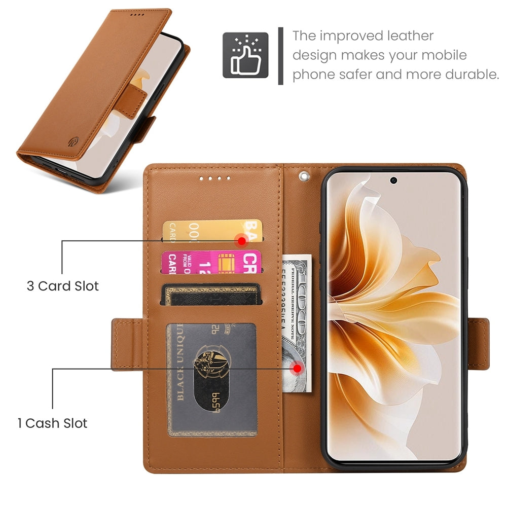 OPPO Reno11 Pro 5G Wallet Case - Luxury Magnetic PU Leather Flip Cover with Card Slots, Stand & Shockproof Protection