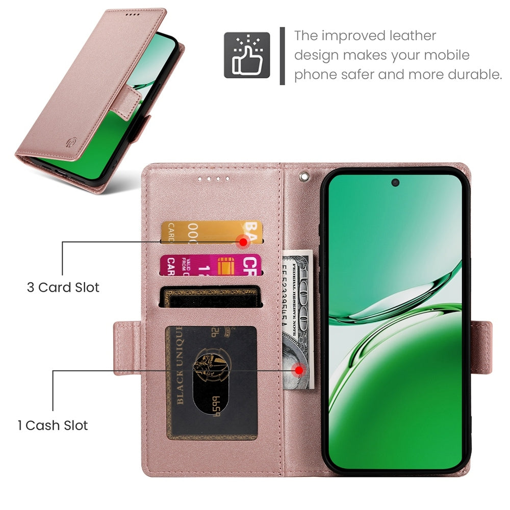 OPPO Reno12 F 4G/5G Wallet Case - Luxury Magnetic PU Leather Flip Cover with Card Slots, Stand & Shockproof Protection