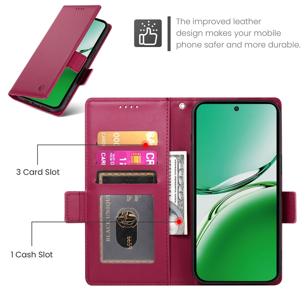 OPPO Reno12 F 4G/5G Wallet Case - Luxury Magnetic PU Leather Flip Cover with Card Slots, Stand & Shockproof Protection