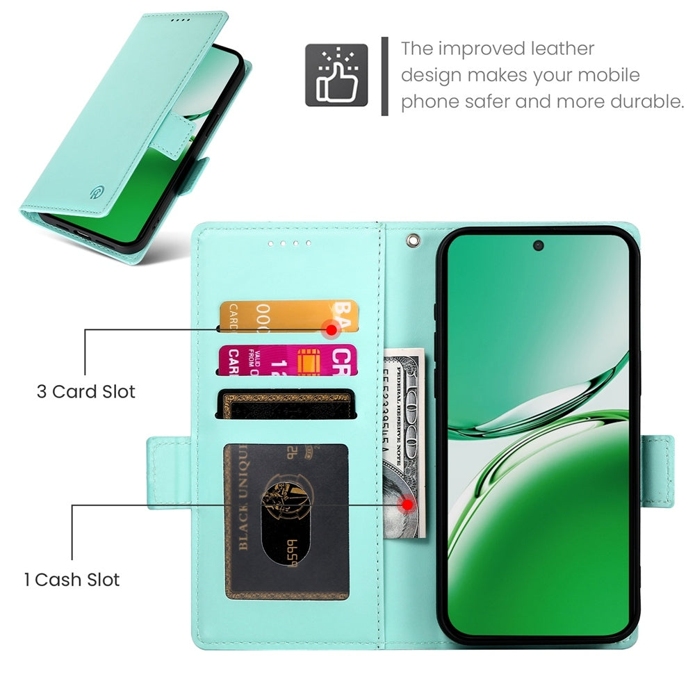 OPPO Reno12 F 4G/5G Wallet Case - Luxury Magnetic PU Leather Flip Cover with Card Slots, Stand & Shockproof Protection