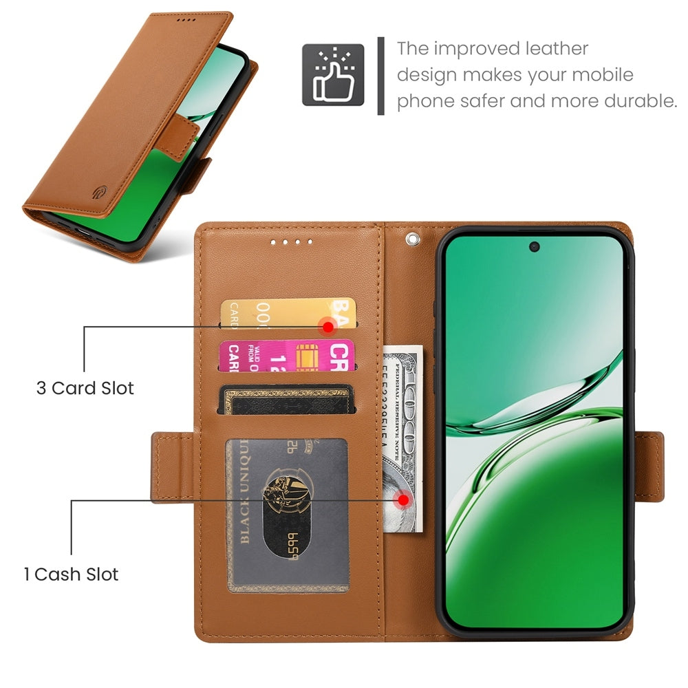 OPPO Reno12 F27 Wallet Case - Luxury Magnetic PU Leather Flip Cover with Card Slots, Stand & Shockproof Protection