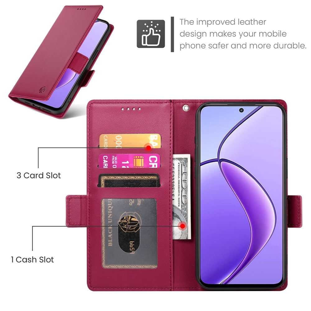 Realme 12 Wallet Case - Luxury Magnetic PU Leather Flip Cover with Card Slots, Stand & Shockproof Protection