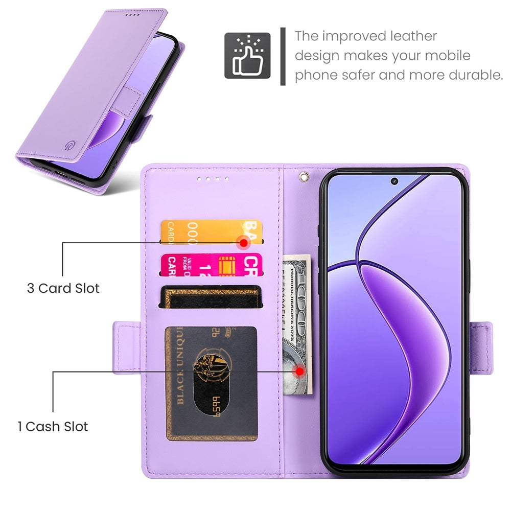 Realme 12 Wallet Case - Luxury Magnetic PU Leather Flip Cover with Card Slots, Stand & Shockproof Protection