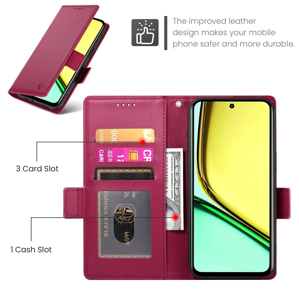 Realme C67 4G Global Wallet Case - Luxury Magnetic PU Leather Flip Cover with Card Slots, Stand & Shockproof Protection