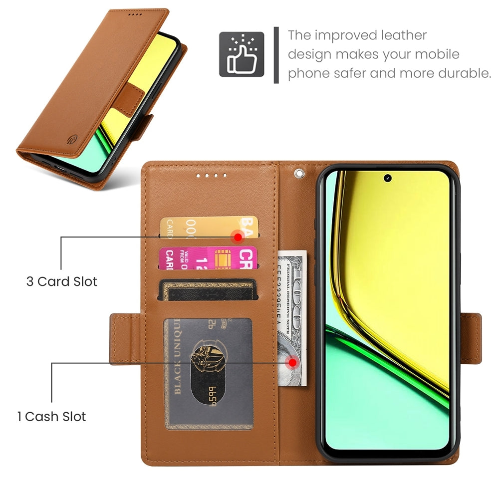 Realme C67 4G Global Wallet Case - Luxury Magnetic PU Leather Flip Cover with Card Slots, Stand & Shockproof Protection