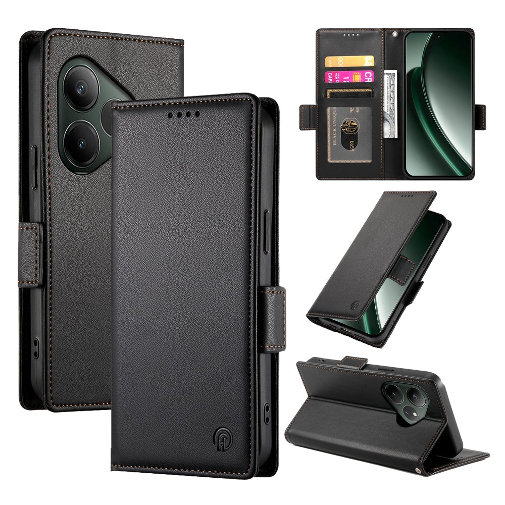 Realme GT 6 Global Wallet Case - Luxury Magnetic PU Leather Flip Cover with Card Slots, Stand & Shockproof Protection