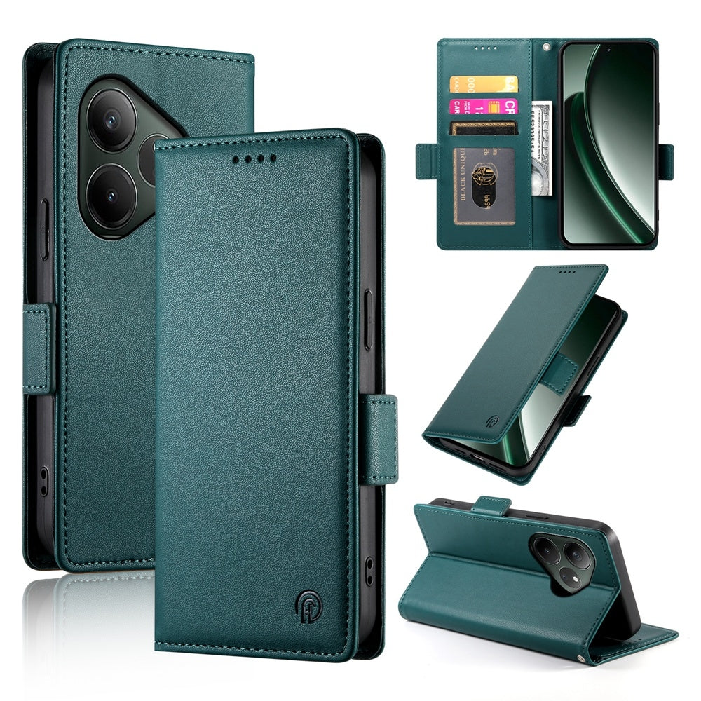 Realme GT 6 Global Wallet Case - Luxury Magnetic PU Leather Flip Cover with Card Slots, Stand & Shockproof Protection