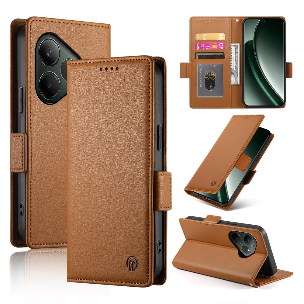 Realme GT 6 Global Wallet Case - Luxury Magnetic PU Leather Flip Cover with Card Slots, Stand & Shockproof Protection