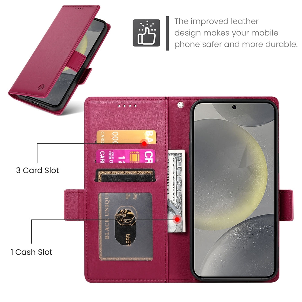 Samsung Galaxy S24 5G Wallet Case - Luxury Magnetic PU Leather Flip Cover with Card Slots, Stand & Shockproof Protection