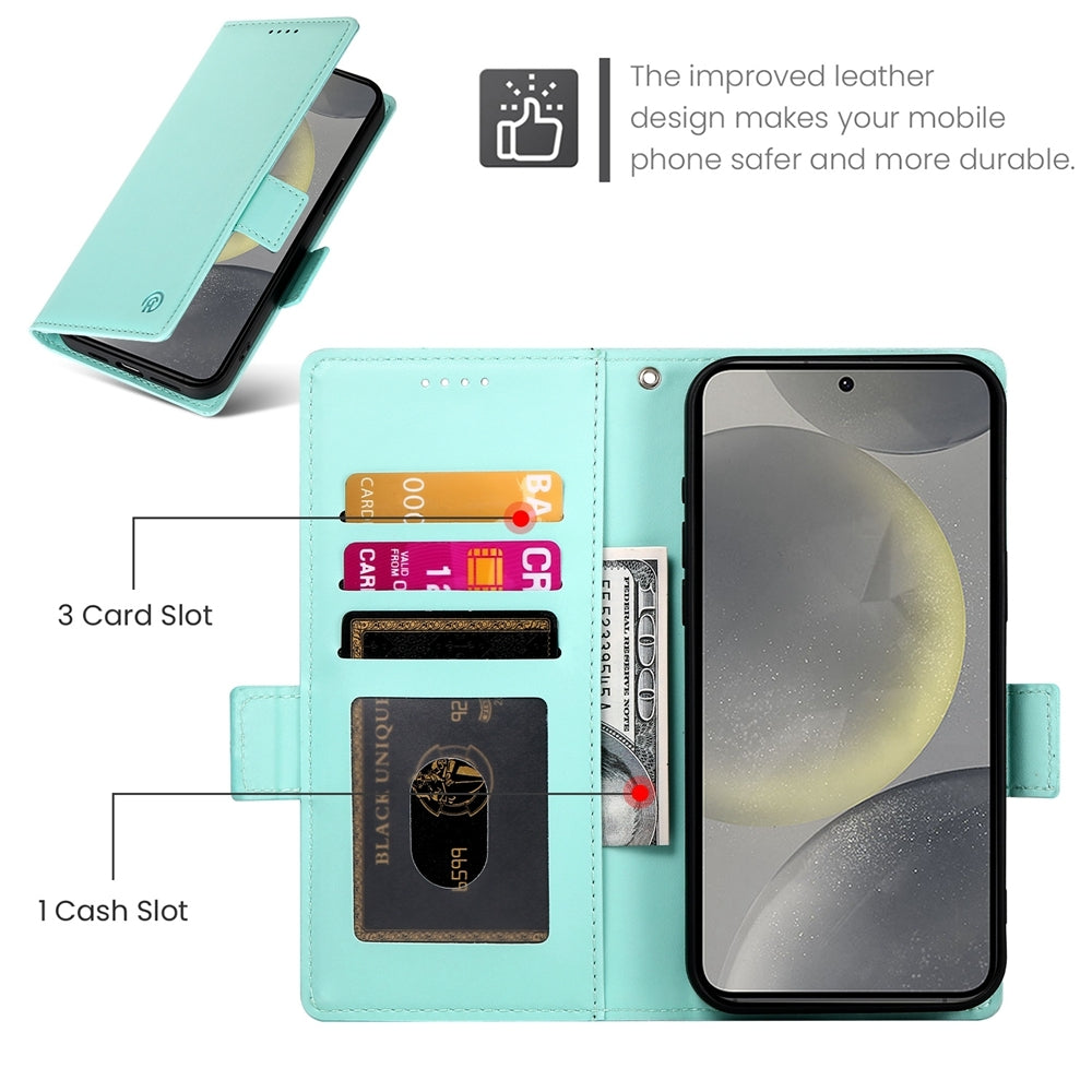 Samsung Galaxy S24 5G Wallet Case - Luxury Magnetic PU Leather Flip Cover with Card Slots, Stand & Shockproof Protection