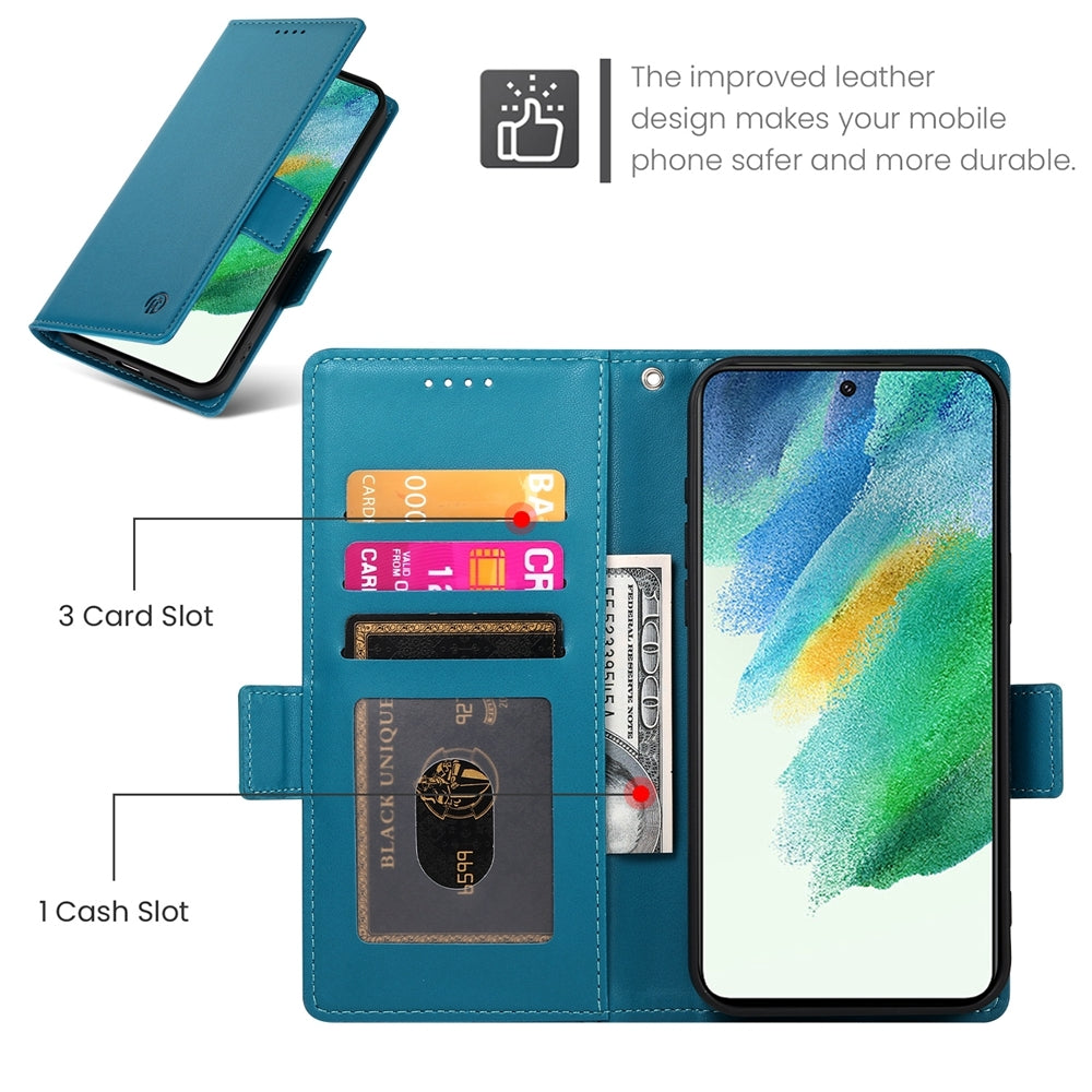 Samsung Galaxy S21 FE 5G Wallet Case - Luxury Magnetic PU Leather Flip Cover with Card Slots, Stand & Shockproof Protection