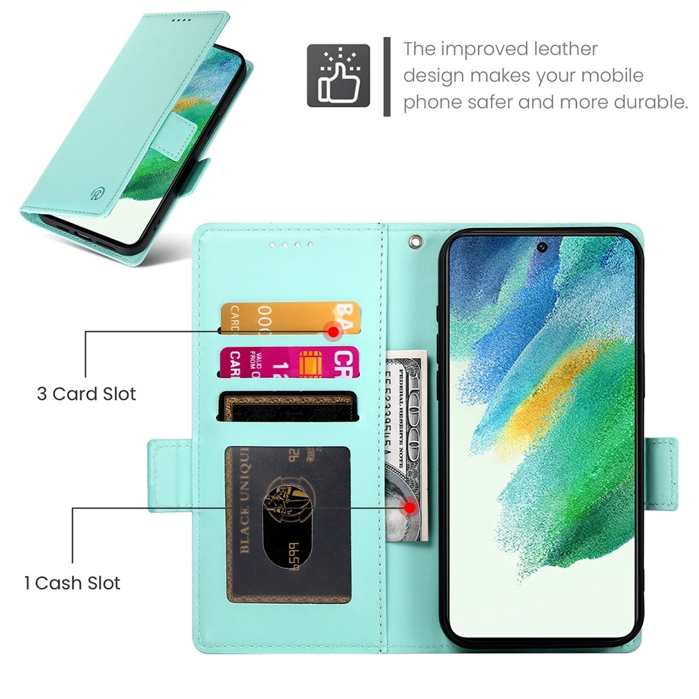 Samsung Galaxy S21 FE 5G Wallet Case - Luxury Magnetic PU Leather Flip Cover with Card Slots, Stand & Shockproof Protection