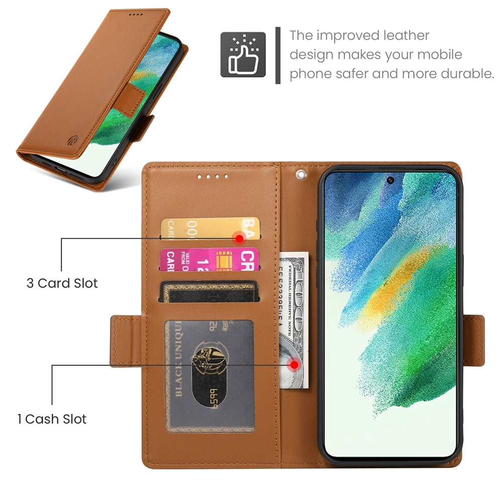 Samsung Galaxy S21 FE 5G Wallet Case - Luxury Magnetic PU Leather Flip Cover with Card Slots, Stand & Shockproof Protection