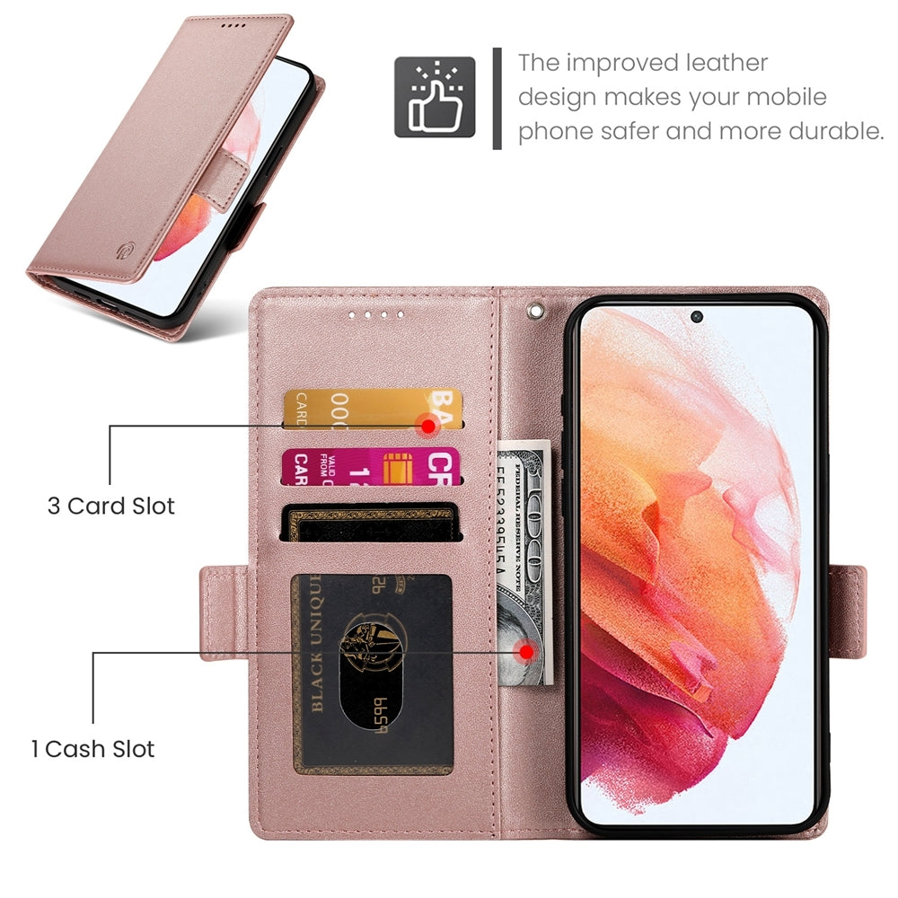 Samsung Galaxy S21 5G Wallet Case - Luxury Magnetic PU Leather Flip Cover with Card Slots, Stand & Shockproof Protection