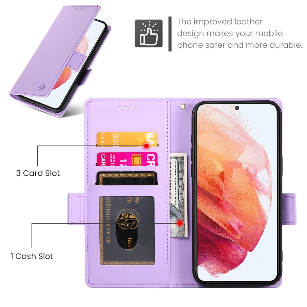 Samsung Galaxy S21 5G Wallet Case - Luxury Magnetic PU Leather Flip Cover with Card Slots, Stand & Shockproof Protection