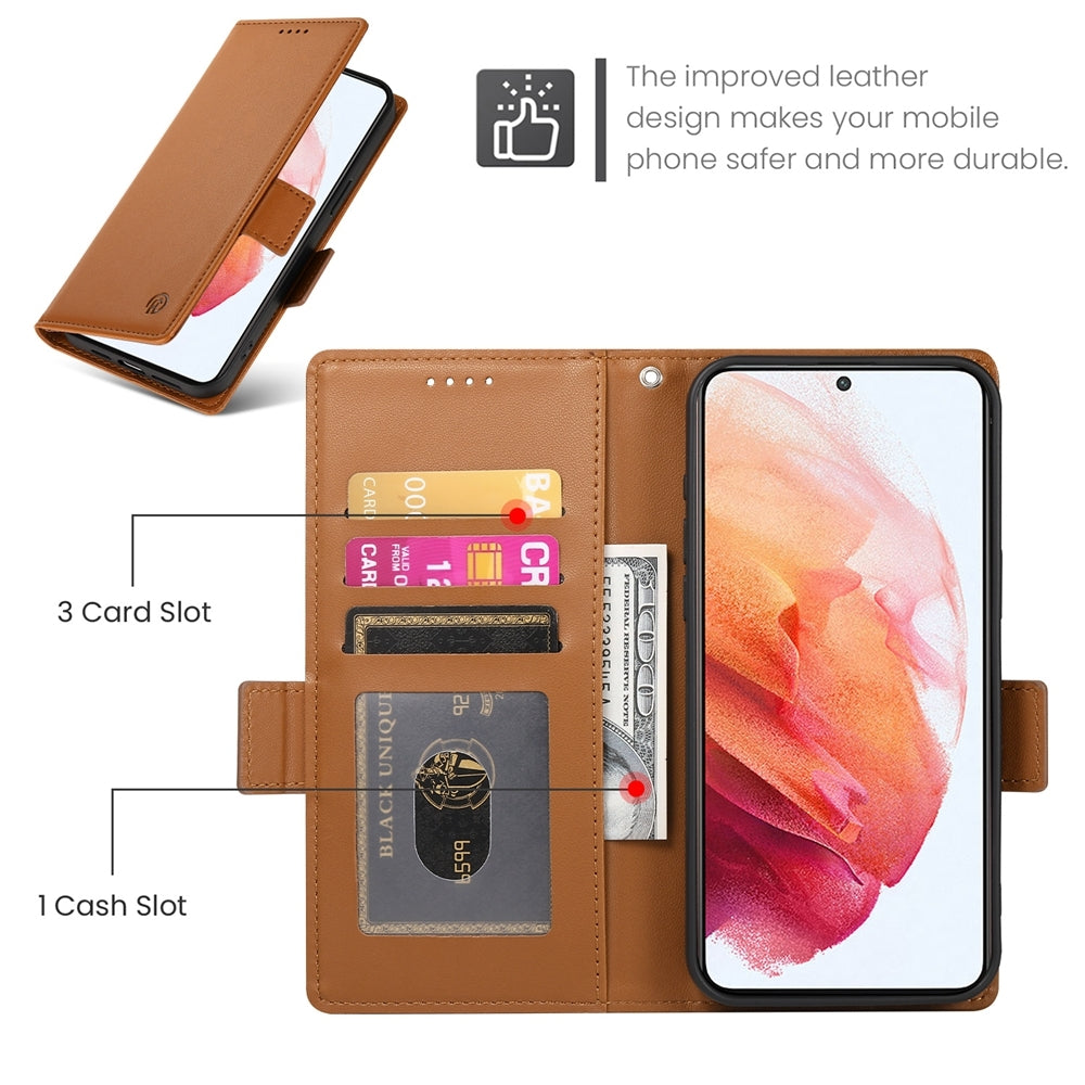 Samsung Galaxy S21 5G Wallet Case - Luxury Magnetic PU Leather Flip Cover with Card Slots, Stand & Shockproof Protection