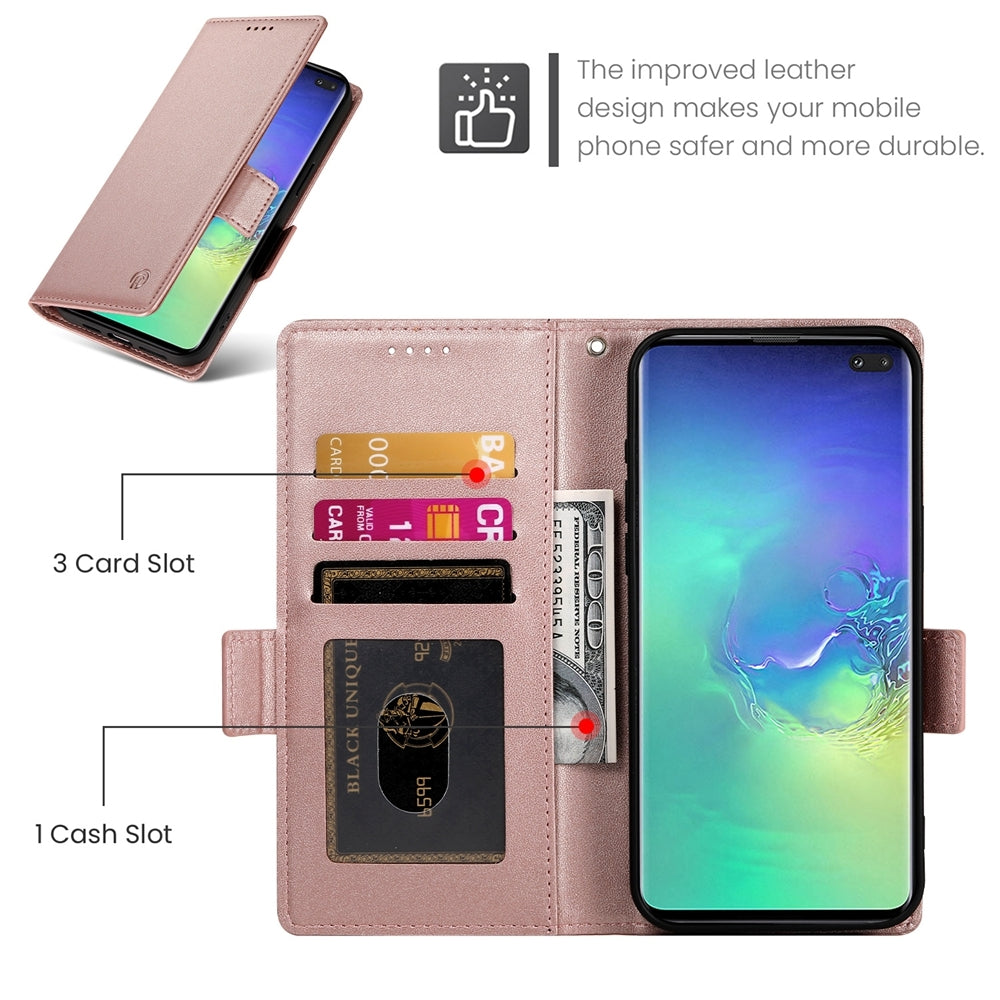 Samsung Galaxy S10+ Wallet Case - Luxury Magnetic PU Leather Flip Cover with Card Slots, Stand & Shockproof Protection