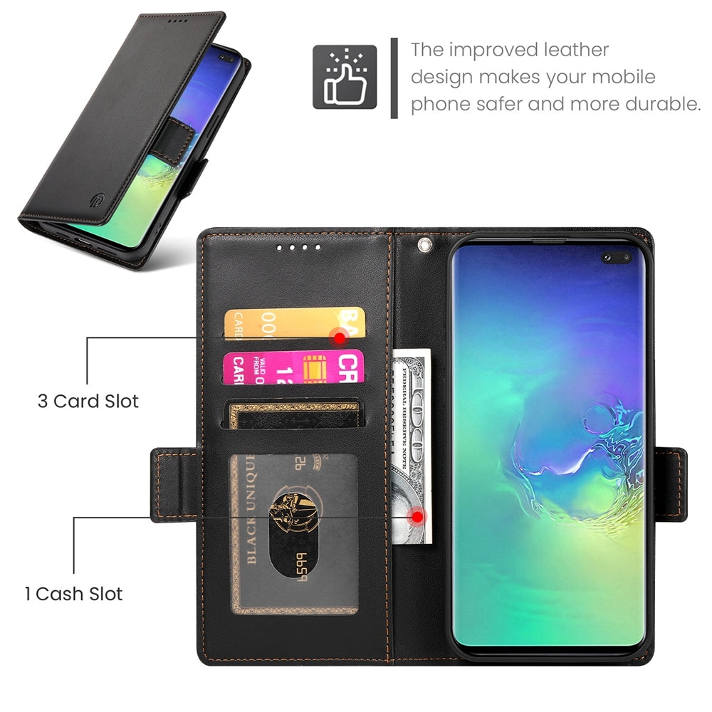 Samsung Galaxy S10+ Wallet Case - Luxury Magnetic PU Leather Flip Cover with Card Slots, Stand & Shockproof Protection