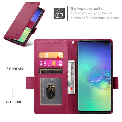 Samsung Galaxy S10+ Wallet Case - Luxury Magnetic PU Leather Flip Cover with Card Slots, Stand & Shockproof Protection